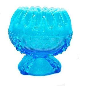 Northwood Antique Opalescent Blue Footed/Pedestal Bowl "Button Panels" Rose Bowl